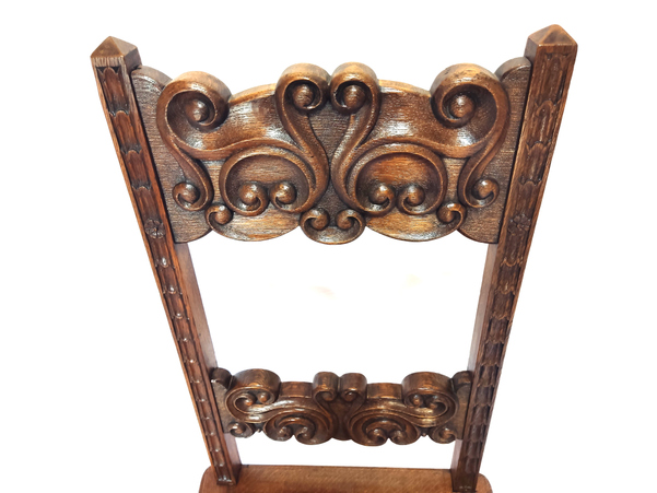 Schöner antiker Stuhl im Barockstil, Eiche massiv um 1900