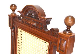 Gründerzeit-Muschel-Säule-Stuhl, Buche auf Nussbaum gebeizt um 1880